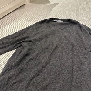 Alan Paine Gray V-Neck Sweater 100% cashmere